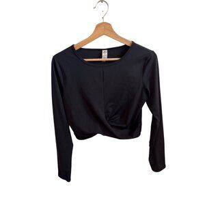 90 Degree Cropped Black Long-Sleeve Top Women's Size M Workout Shirt